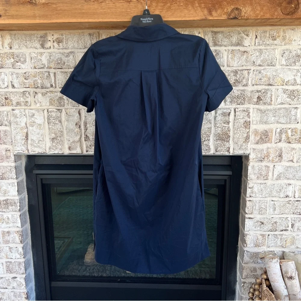 Diane Von Furstenberg Dress Navy Blue Short Sleeve Shirt Dress 6 DVF Designer - Picture 9 of 14
